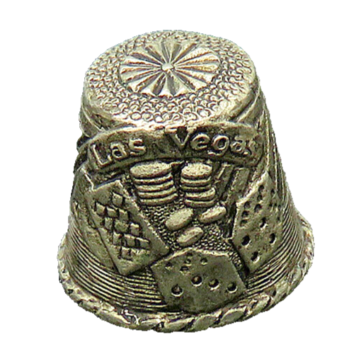 925 Sterling Silver  Vintage Dark Tone Las Vegas Sewing Thimble  TR2859