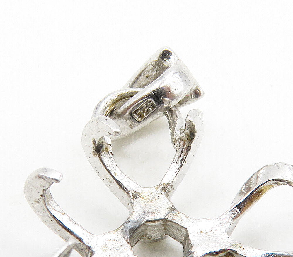 925 Sterling Silver  Vintage Shiny Petite Two Tone Design Pendant  PT12113