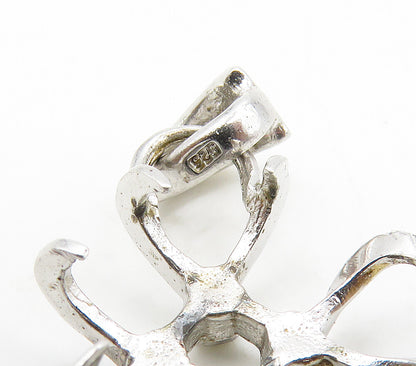 925 Sterling Silver  Vintage Shiny Petite Two Tone Design Pendant  PT12113