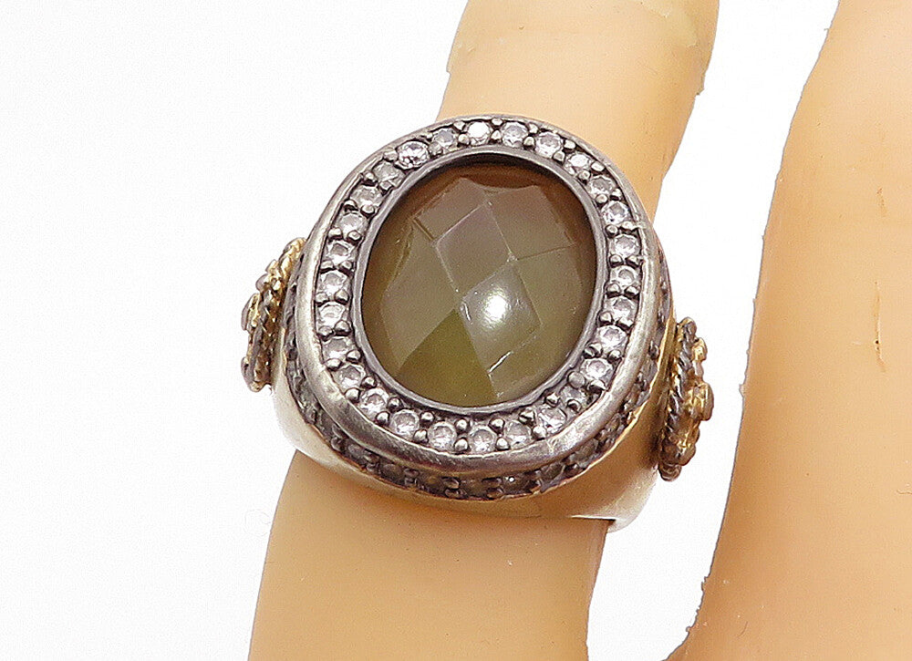 BELARGO 925 Sterling Silver  Vintage Faceted Topaz Cocktail Ring Sz 6  RG5327