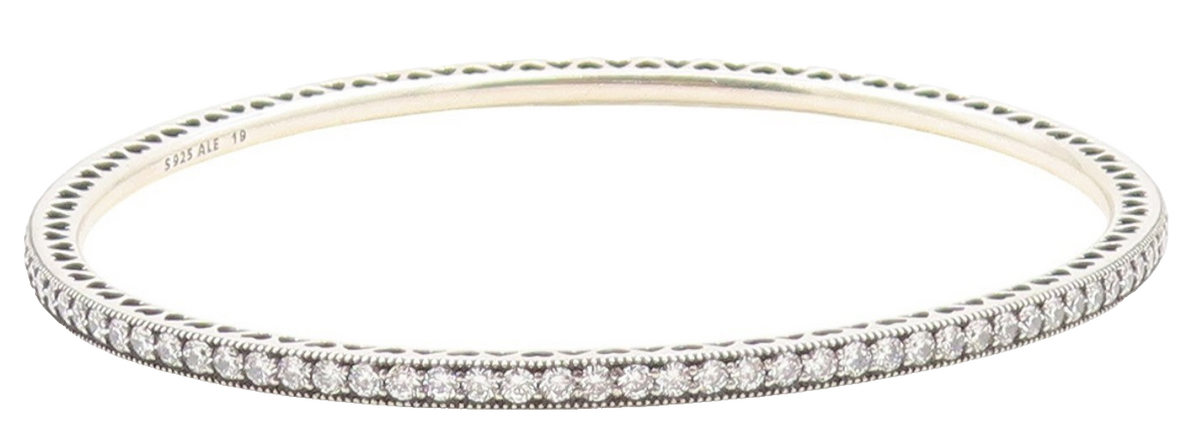 925 Sterling Silver Vintage Bracelet PANDORA CZ Elegant Eternity Bangle  BT11767