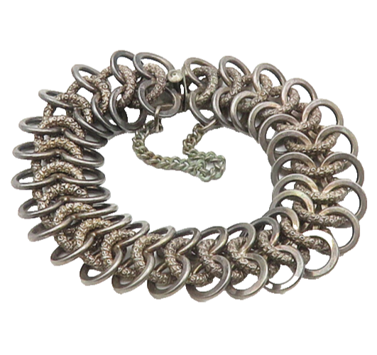 925 Sterling Silver  Vintage Dark Tone Round Link Chain Bracelet  BT7482