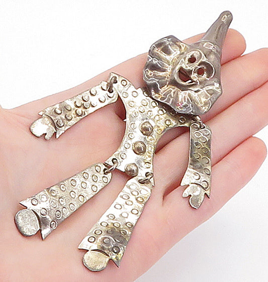 MEXICO 925 Sterling Silver Vintage Dancing Clown Brooch Pin (MOVES) BP2034