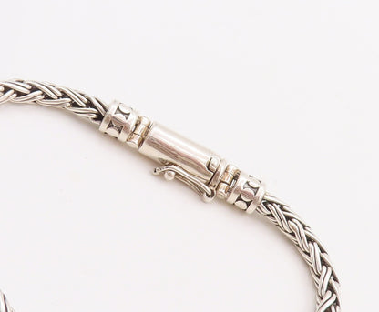 925 Sterling Silver Vintage Bracelet Solid Breaded Barrel Loack  BT10683