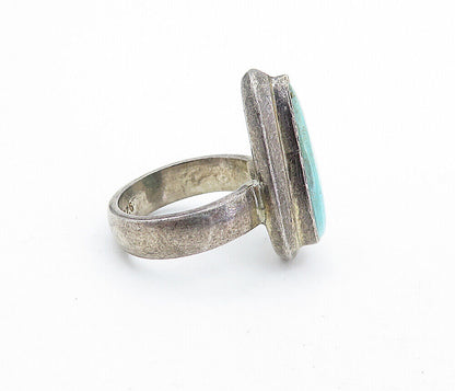 925 Sterling Silver  Vintage Turquoise Tear Drop Cocktail Ring Sz 6  RG6169