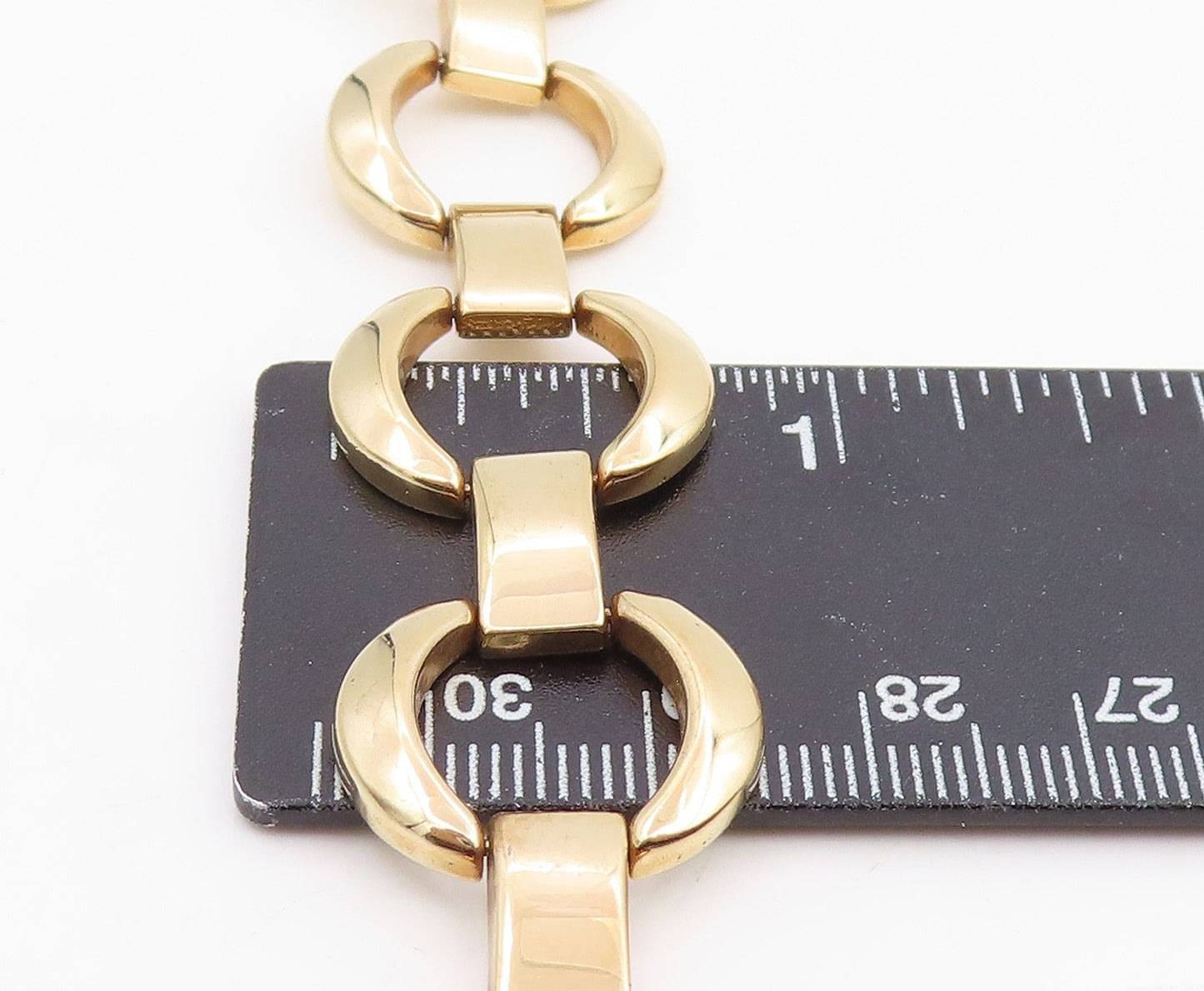 925 Sterling Silver Vintage Bracelet Gold Plated MILOR Geometric Link  BT11964