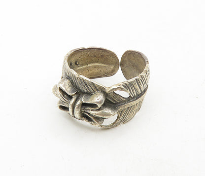 925 Sterling Silver  Vintage Dark Tone Butterfly Feather Band Ring Sz 8 RG8808