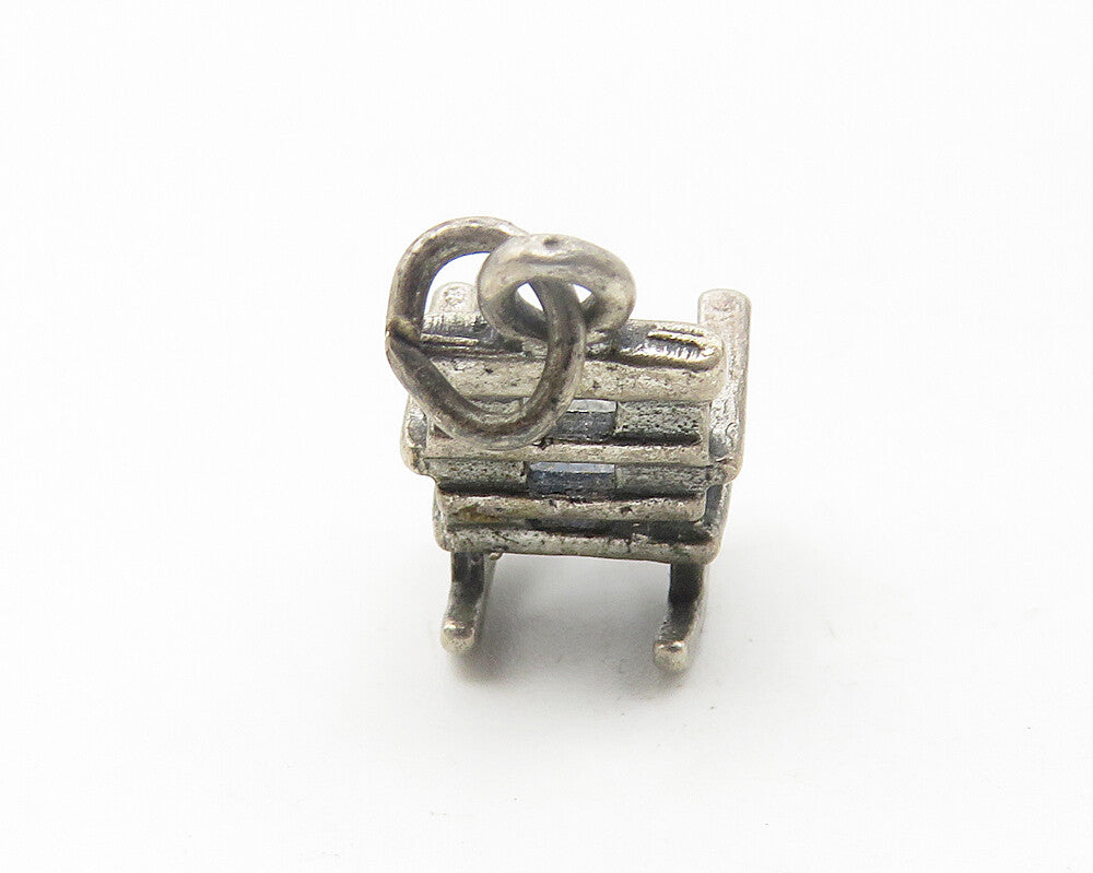 925 Sterling Silver  Vintage Oxidized Petite Rocking Chair Pendant  PT8894