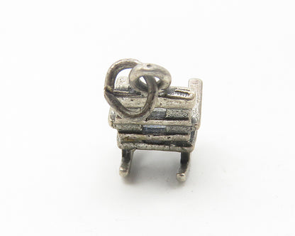 925 Sterling Silver  Vintage Oxidized Petite Rocking Chair Pendant  PT8894