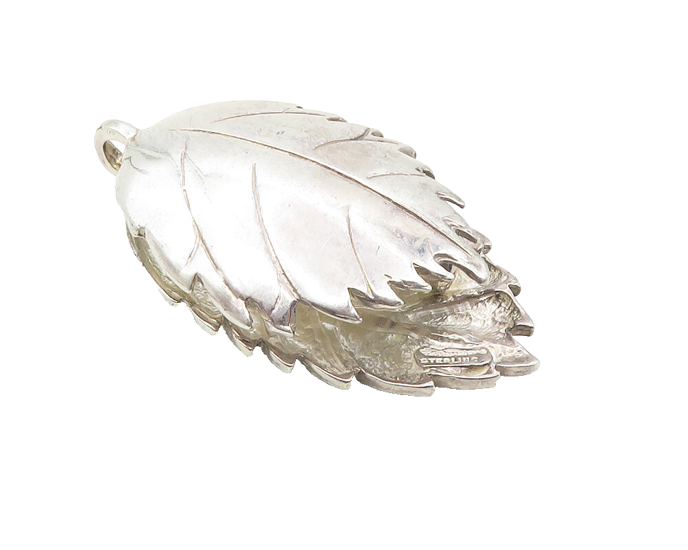 TERRY UNGER 925 Sterling Silver  Vintage Double Floral Leaf Pendant  PT7876