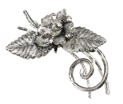 HELEN'S 925 Sterling Silver  Vintage Sculpted Flower Swirl Brooch Pin  BP4300