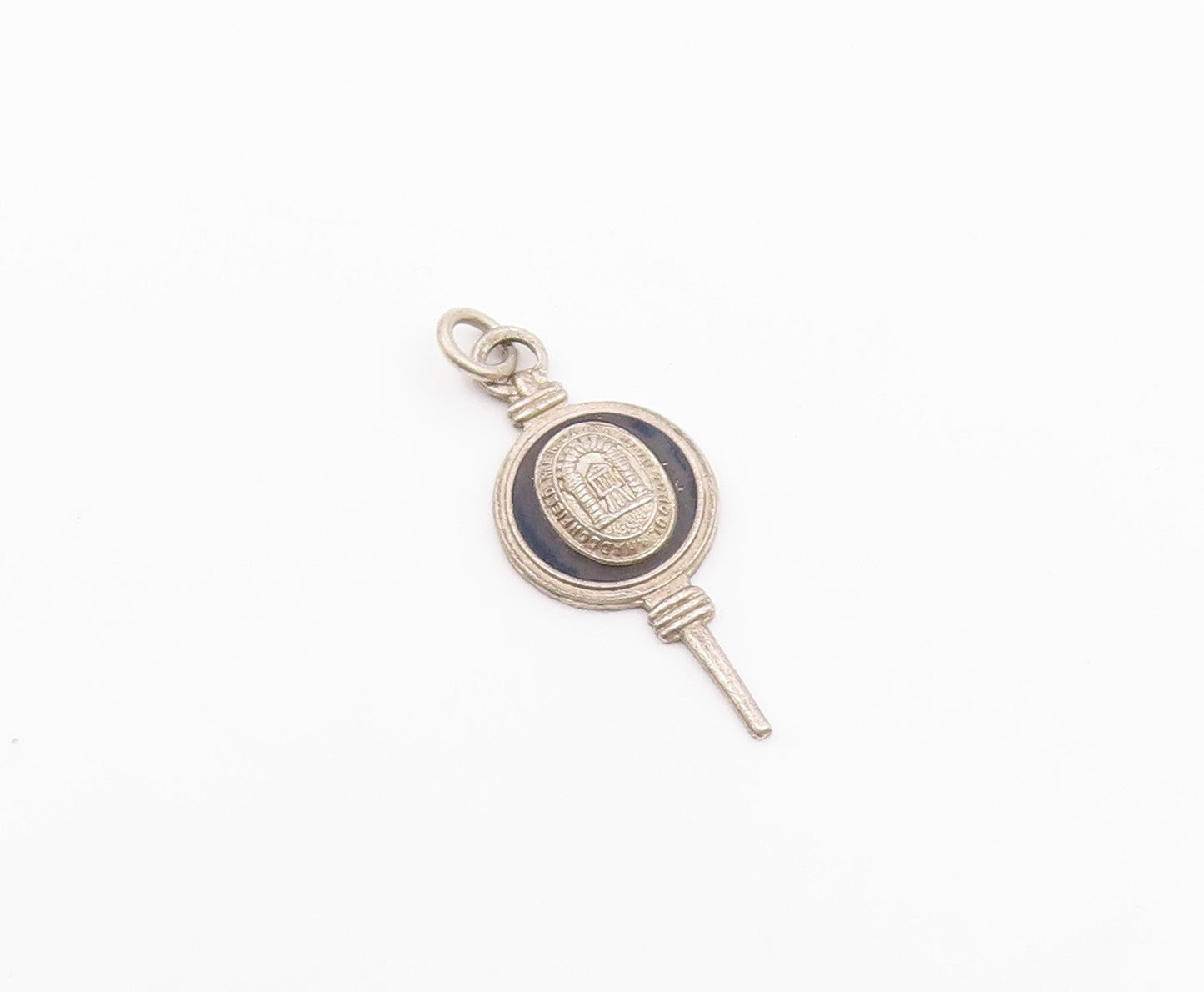 925 Sterling Silver  Vintage Black Onyx High School Pendant  PT17709