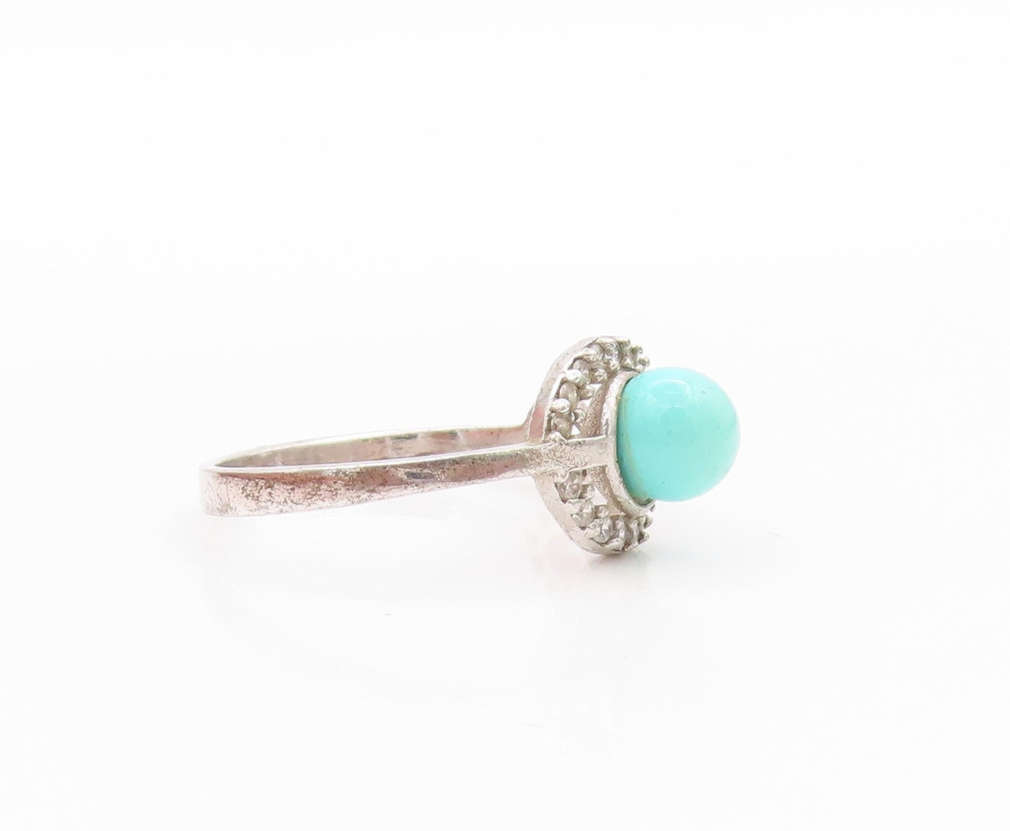 925 Sterling Silver Vintage Ring Turquoise Musical Note Cut Out  Sz 8.5  RG33500
