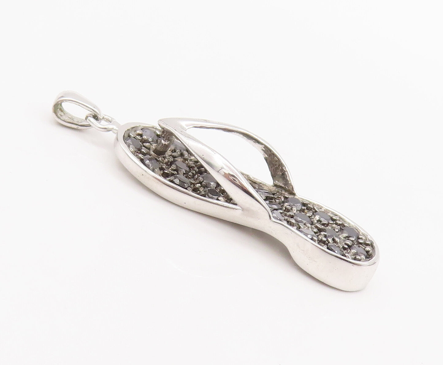 925 Sterling Silver Vintage Pendant Beaded & Onyx Inlay Cutout Sliders  PT22744