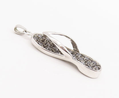 925 Sterling Silver Vintage Pendant Beaded & Onyx Inlay Cutout Sliders  PT22744