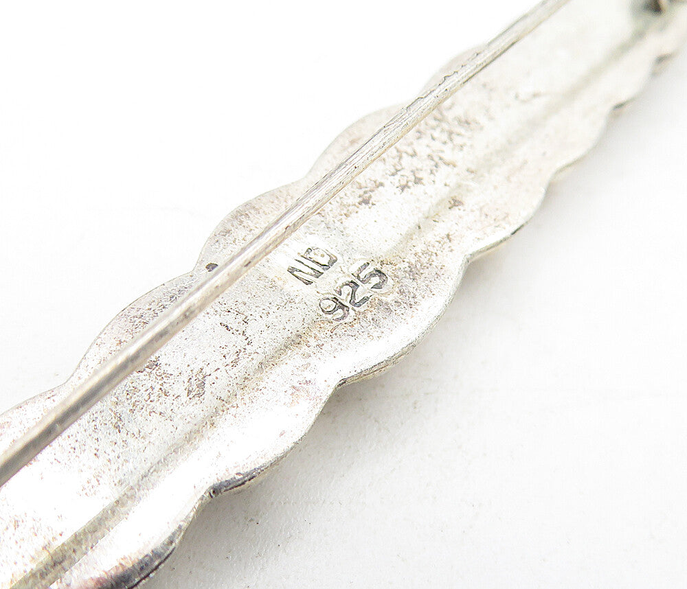 925 Sterling Silver  Vintage Shiny Hollow Twist Horizontal Brooch Pin  BP1873
