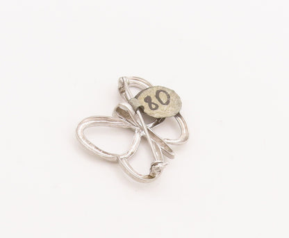 925 Sterling Silver Vintage Brooch Pin Cutout Diamonds Inlay Butterfly  BP11049