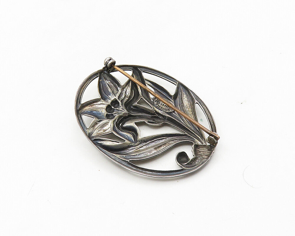 DANECRAFT 925 Sterling Silver  Vintage Blooming Flower Brooch Pin  BP7129