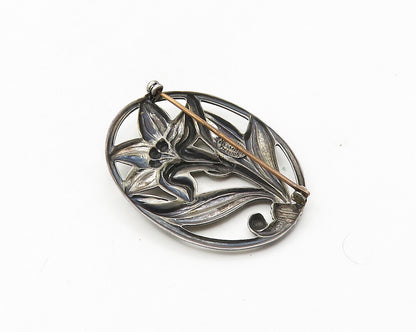 DANECRAFT 925 Sterling Silver  Vintage Blooming Flower Brooch Pin  BP7129