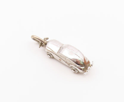 925 Sterling Silver  Vintage Shiny Smooth Petite Car Drop Pendant  PT16393