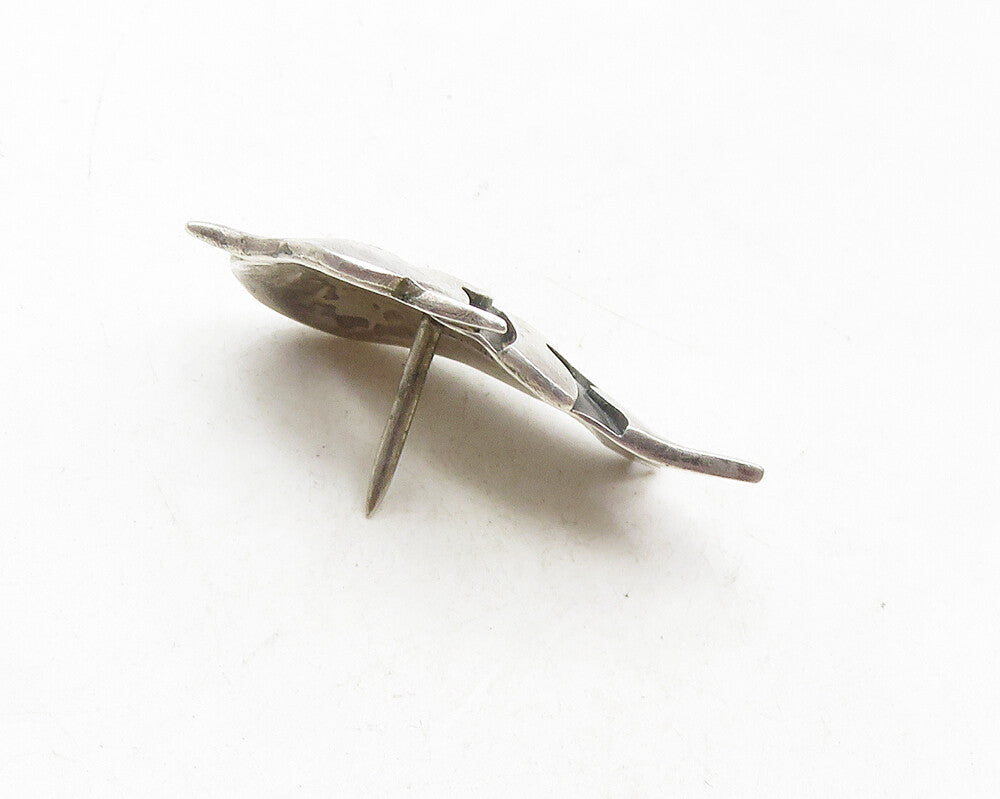 925 Sterling Silver  Vintage Antique Oxidized Detail Swan Lapel Pin  TR1703