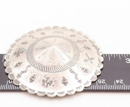 925 Sterling Silver Vintage Brooch Pin SOUTHWESTERN Carved sun Moon Wind BP11403
