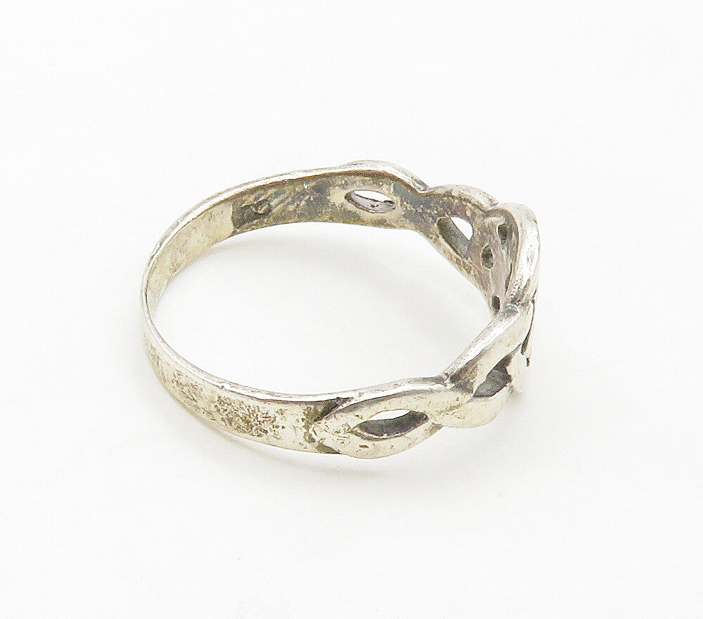 925 Sterling Silver  Vintage Shiny Celtic Knot Band Ring Sz 7.5  RG16570