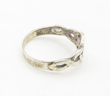 925 Sterling Silver  Vintage Shiny Celtic Knot Band Ring Sz 7.5  RG16570