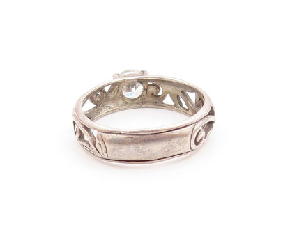 925 Sterling Silver Vintage Cubic Zirconia Swirl Vine Band Ring  Sz 8  RG20038