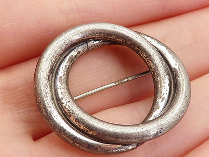 925 Sterling Silver  Vintage Petite Dark Tone Open Circle Brooch Pin  BP1450