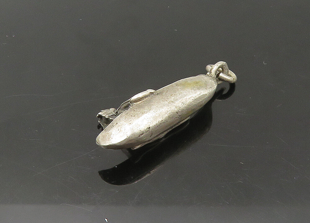925 Sterling Silver  Vintage Dark Tone Man In Canoe Boat Pendant  PT18337