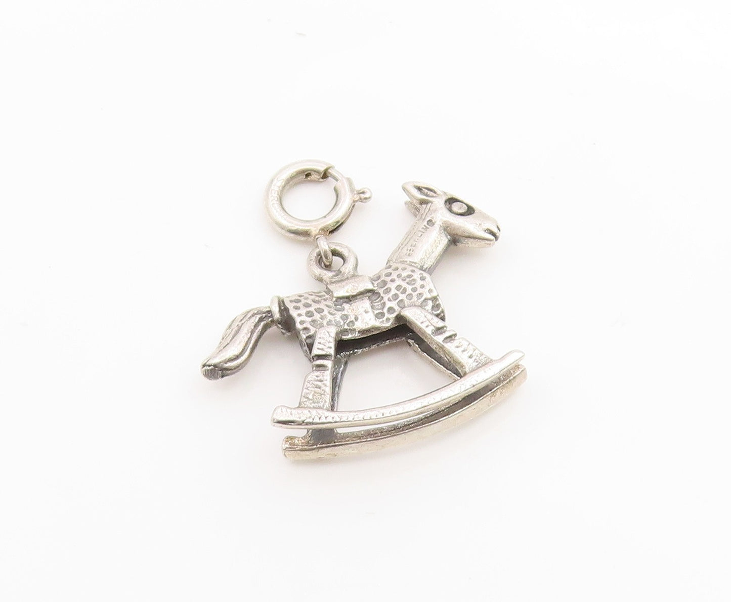 925 Sterling Silver Vintage Pendant Miniature Baby Rocking Horse Charm  PT25924