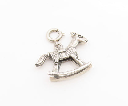 925 Sterling Silver Vintage Pendant Miniature Baby Rocking Horse Charm  PT25924