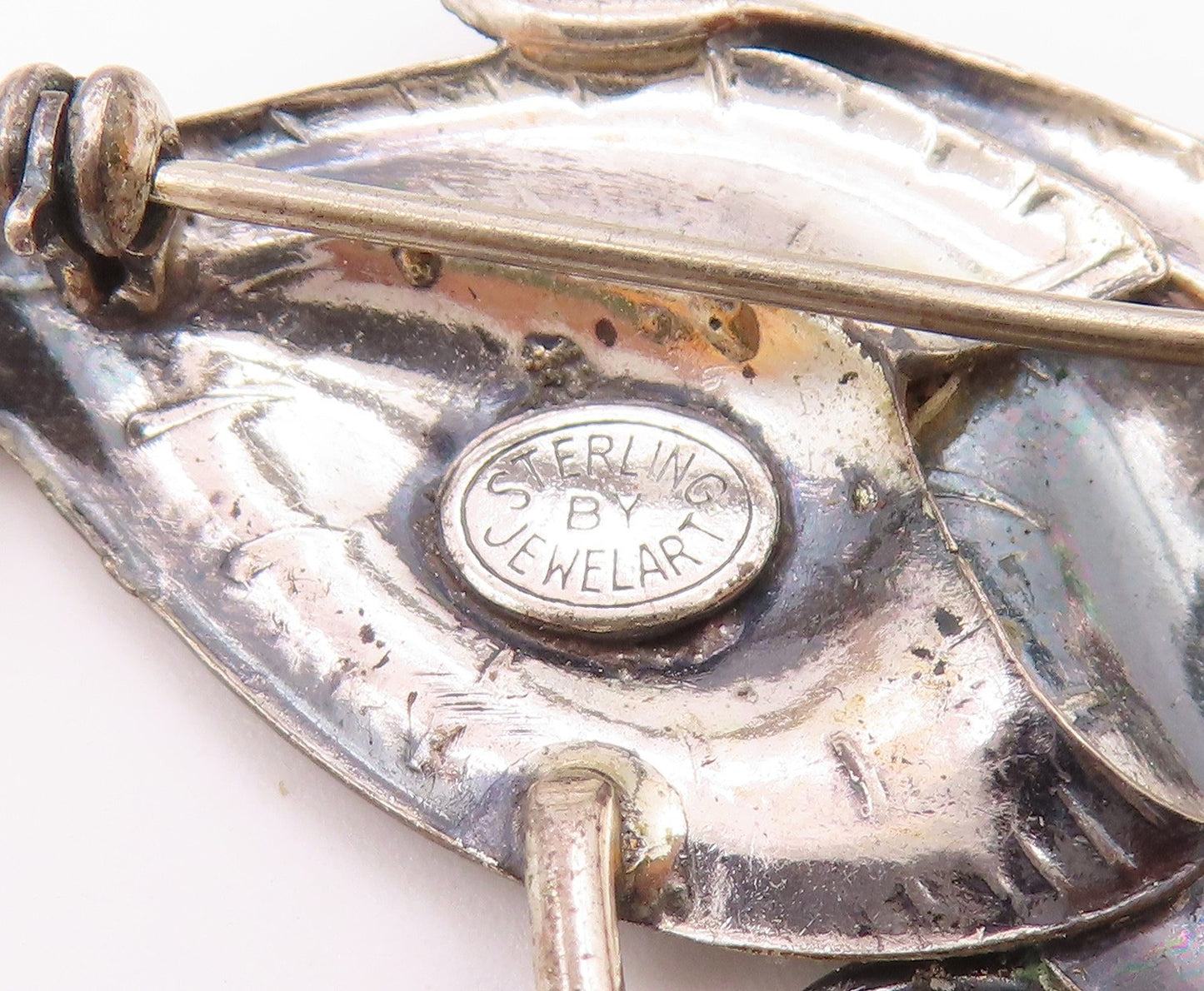 JEWEL ART 925 Silver  Vintage Shiny Floral Leaves Swirl Brooch Pin  BP6963