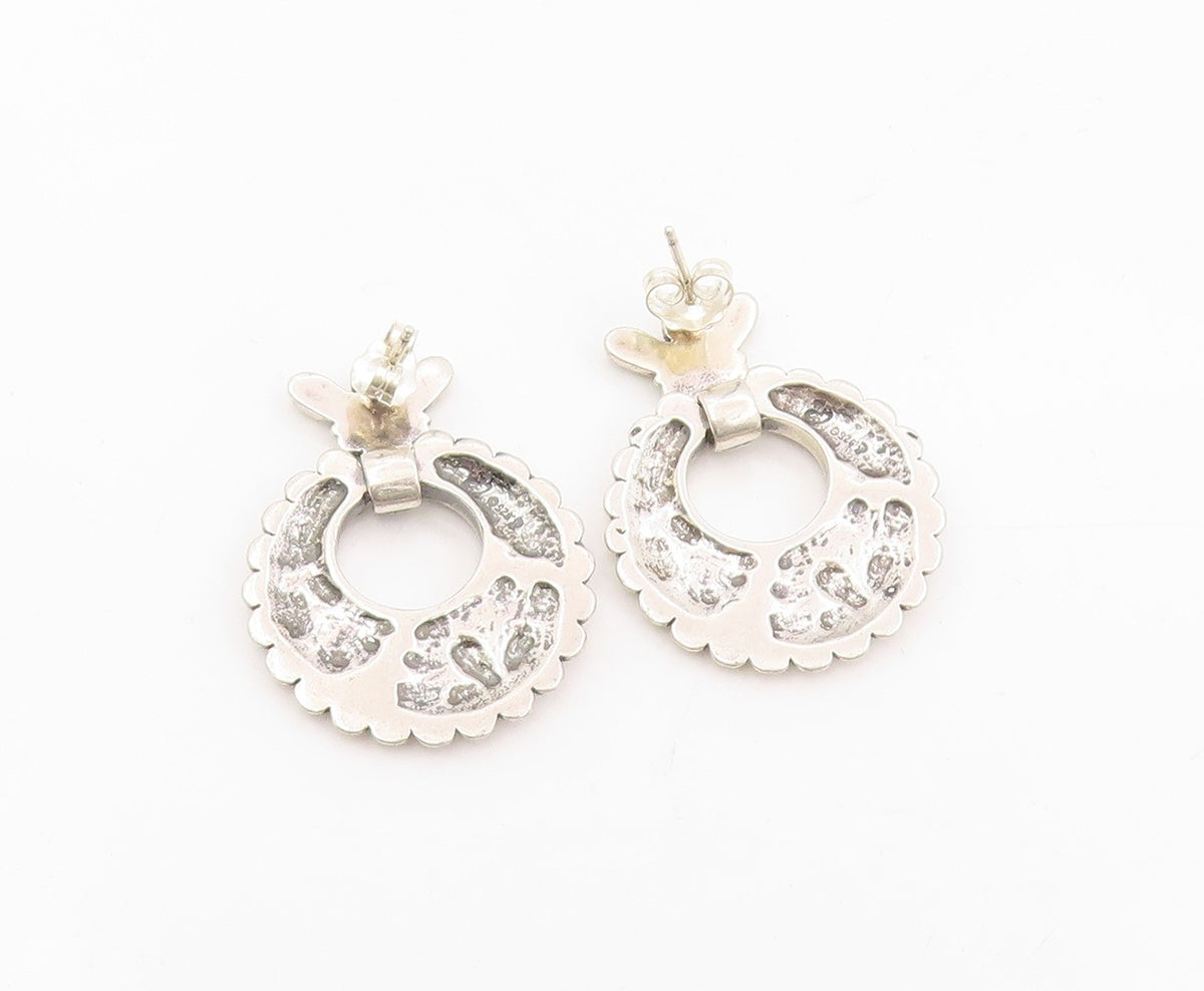 925 Sterling Silver Vintage Earrings CAROLYN POLLACK Floral Scrollwork  EG13959