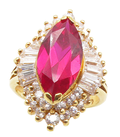 925 Sterling Silver  Marquise Topaz & Cubic Zirconia Cocktail Ring Sz 8 RG9857