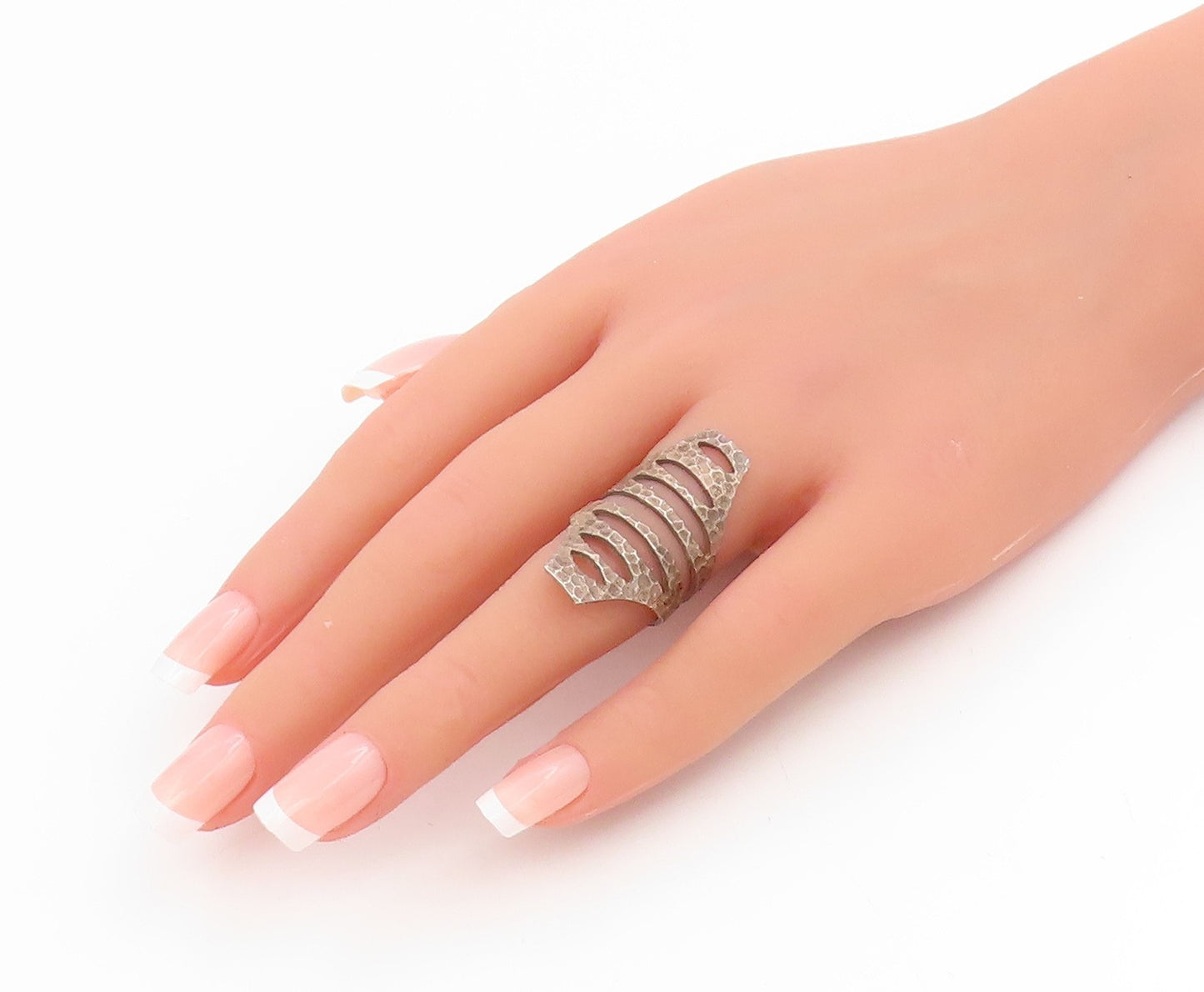 925 Sterling Silver Vintage Ring Honeycomb Textured Cutout Band  Sz 6  RG34405
