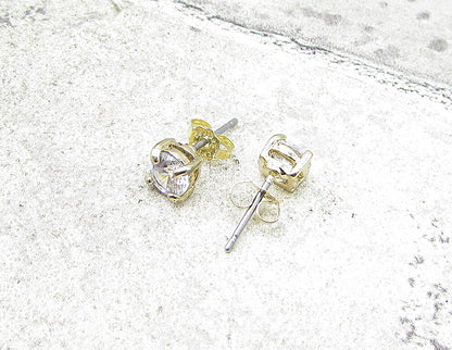 Gold Over 925 Sterling Silver Round Cut White Topaz Stud Earrings EG1216