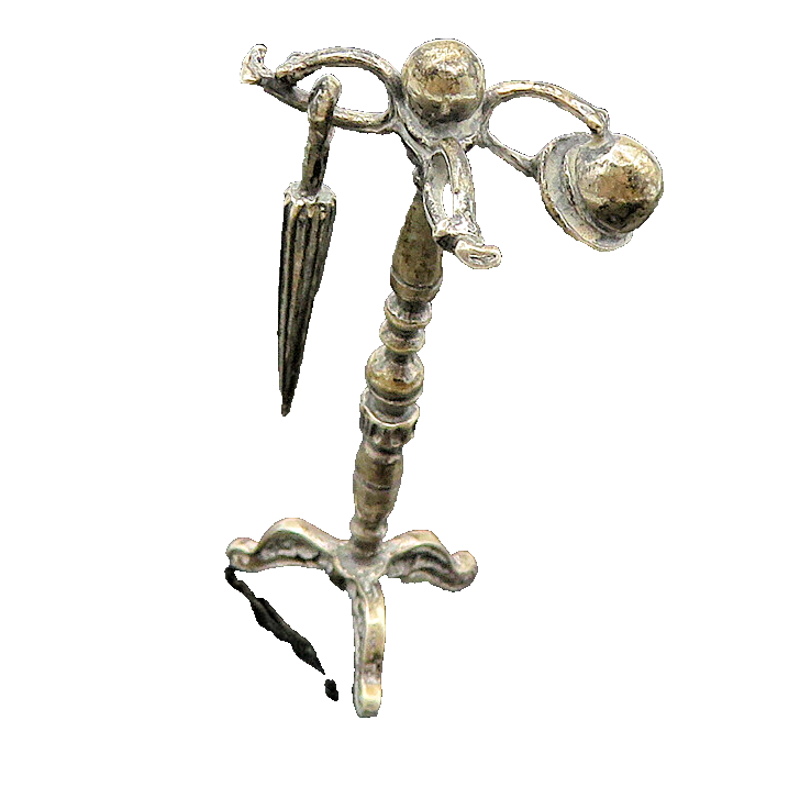 925 Sterling Silver  Vintage Antique Coat Rack With Umbrella & Hat  TR1403