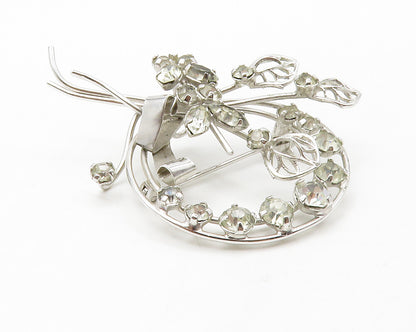 STAR ART 925 Silver  Vintage Shiny Topaz Butterfly Ribbon Brooch Pin  BP5051