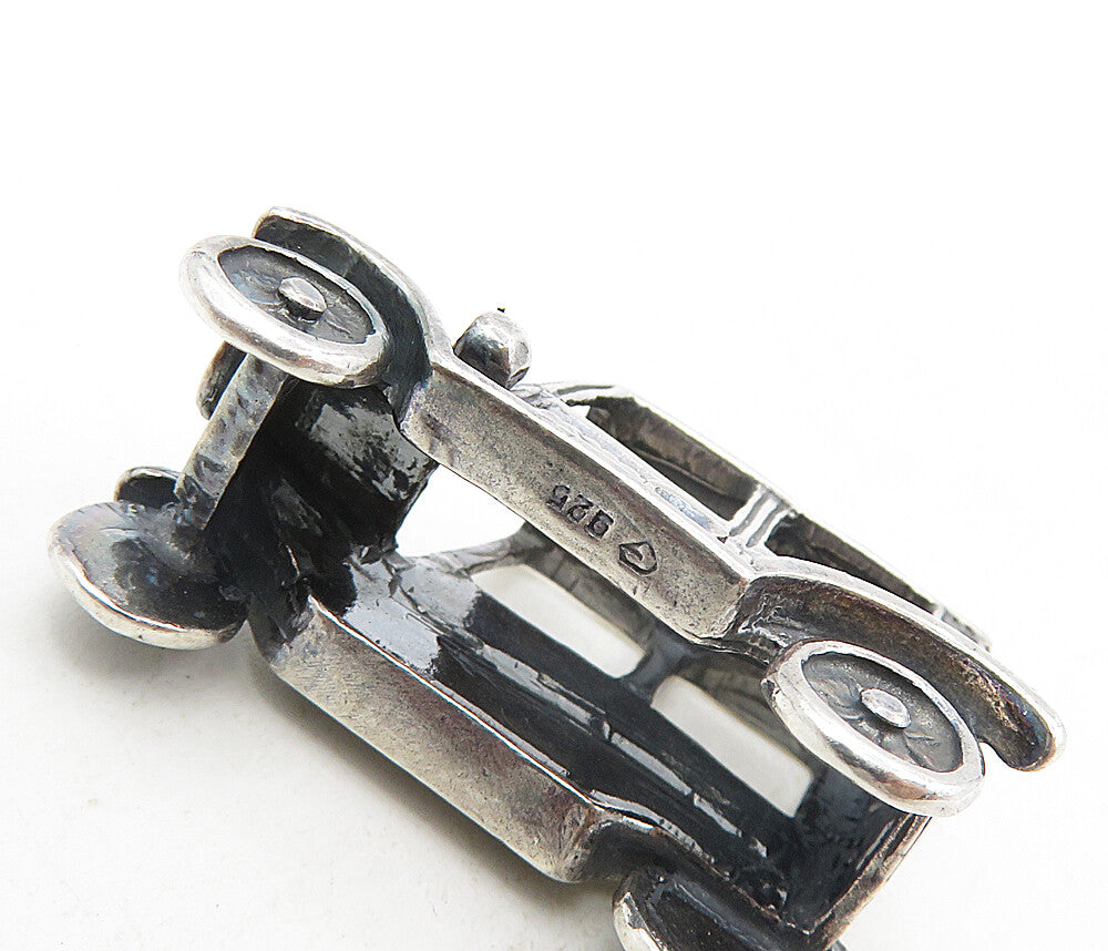 925 Sterling Silver  Vintage Dark Tone Petite Old Fashioned Car Trinket TR1504
