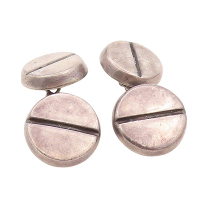 925 Sterling Silver Vintage Cuff Links MEXICO Nail Head Design Carved  TR3947