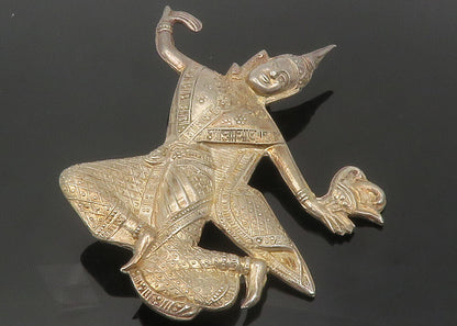 SIAM 925 Sterling Silver  Vintage Embellished Detail Dancer Brooch Pin  BP5392