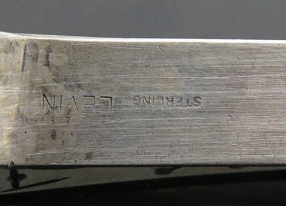 LEVIN 925 Sterling Silver  Vintage Shiny Etched Design Tie Clip  TR2741