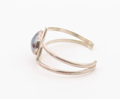 925 Sterling Silver Vintage Bracelet NAVAJO STANLEY BAIN Hematite Cuff  BT12099