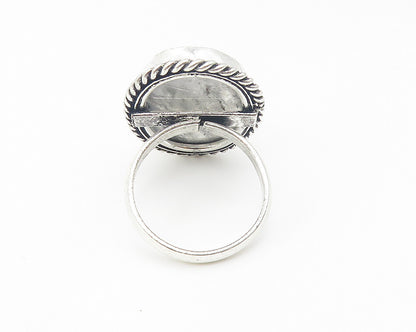925 Sterling Silver  Rutilated Quartz Twist Shiny Cocktail Ring Sz 8  RG10255