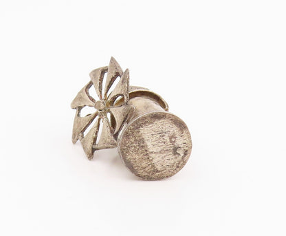 925 Sterling Silver Vintage Pendant Gothic Windmill Spinner Charm Spins  PT26207