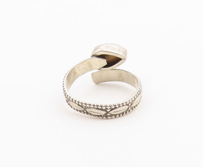 925 Sterling Silver Vintage Ring Pear Cut Tiger's Eye Bypass Band  Sz 9  RG36490