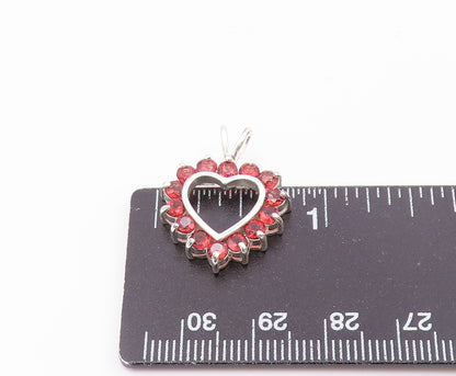 925 Sterling Silver  Vintage Pink Topaz Open Love Heart Pendant  PT18635