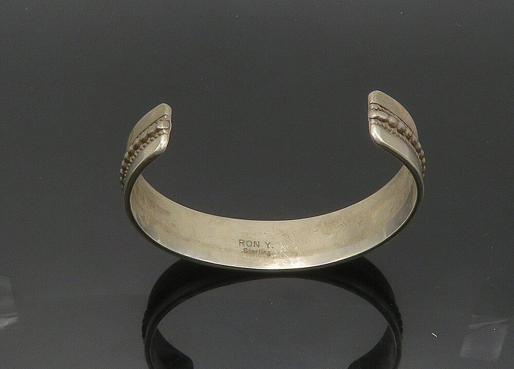 RON Y. NAVAJO 925 Silver  Vintage Dark Tone Bubble Twist Cuff Bracelet  BT8362